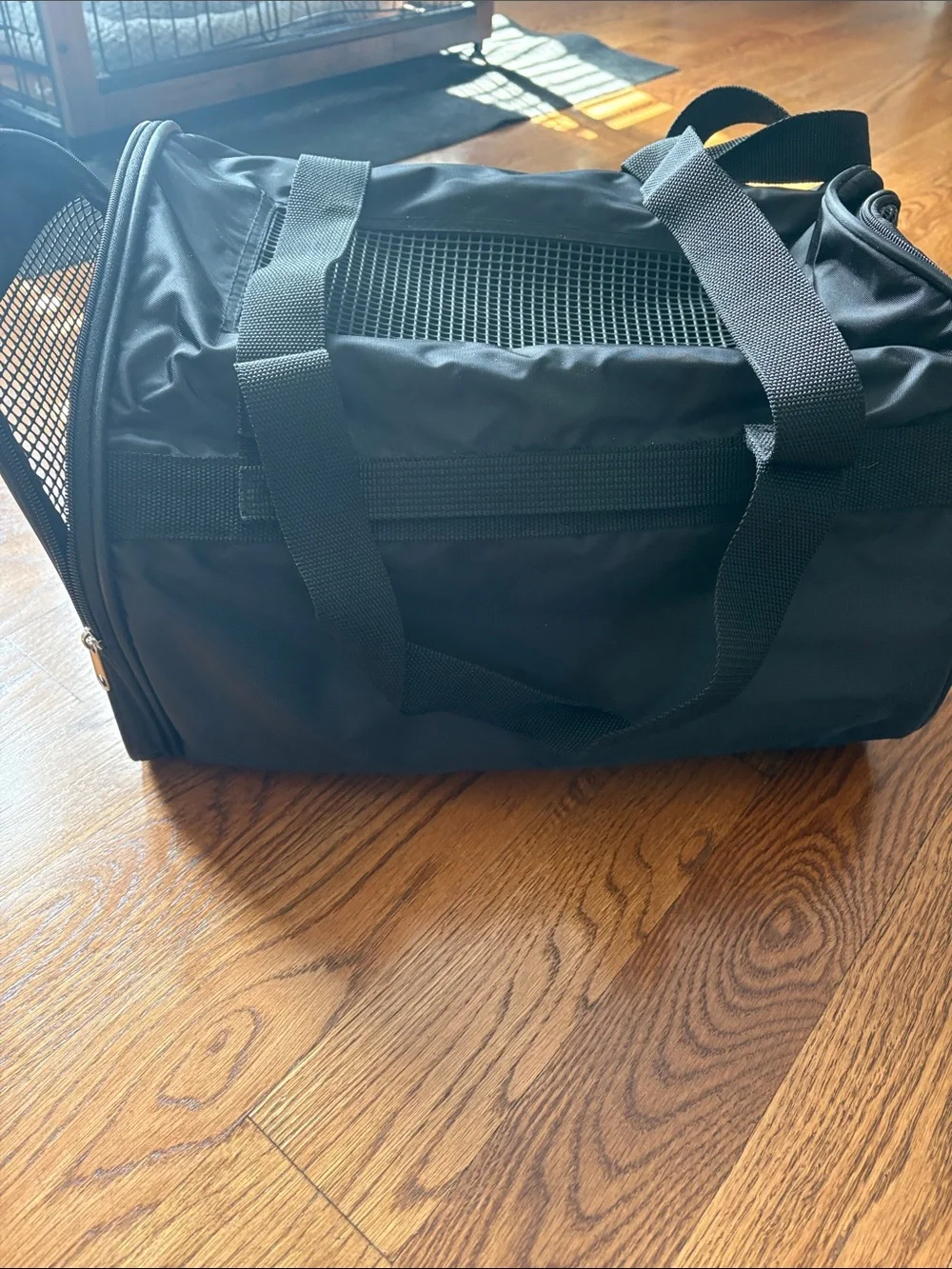 Black Pet Carrier Tote with Mesh Ventilation